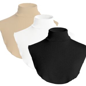 غطاء رقبة من القطن للنساء والفتيات بياقة مزيفة قابلة للفصل ورقبة عالية من القطن، نصف بلوزة بياقة