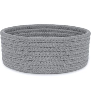 سلة محبوكة صغيرة فارغة من الحبال القطنية من ابينكل، سلة تخزين ديكور دائرية للألعاب والمنتجعات الصحية والشرابات والحضانة وغرفة المعيشة، رمادي