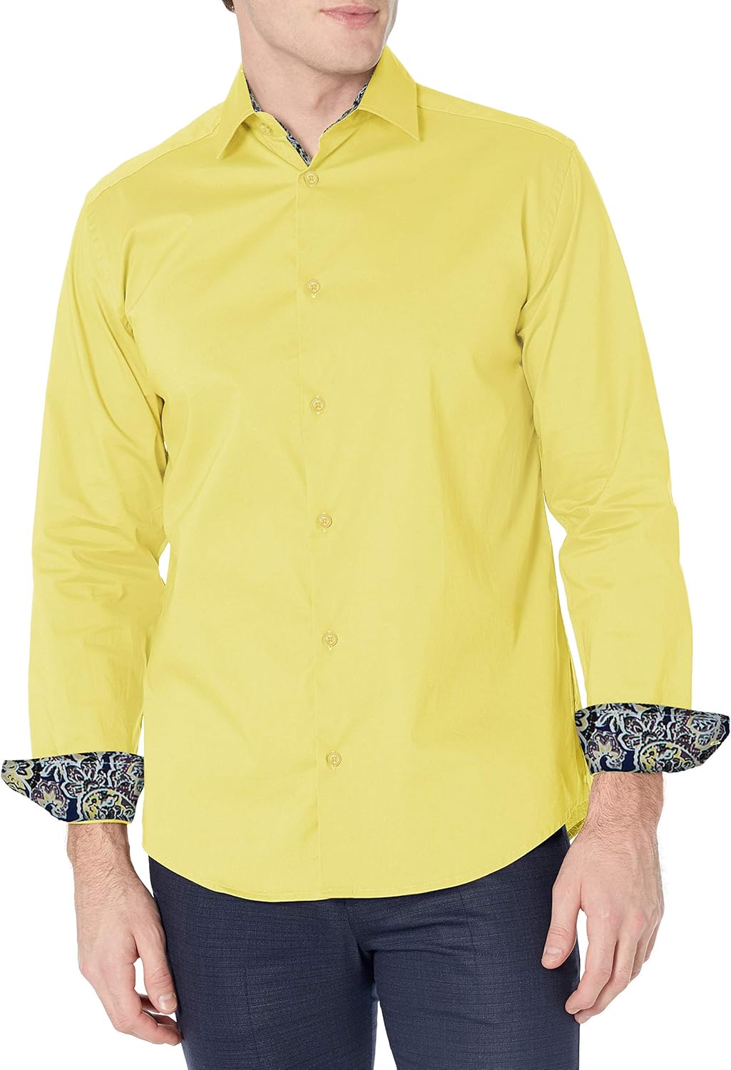 812p-3Qe9QL._AC_SL1500_ قميص رجالي كاجوال من Azaro Uomo بأزرار ثابتة قابلة للتمدد