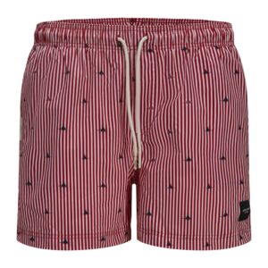 شورت كاجوال قصير مقلم مزين بطباعة للسباحة من جاك اند جونز