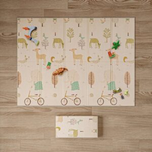 بساط لعب للأطفال قابل للطي مصنوع من فوم اكس بي اي غير سام ومضاد للانزلاق وقابل للاستخدام على الوجهين ومحمول ومقاوم للماء، جوباميجا، زهري