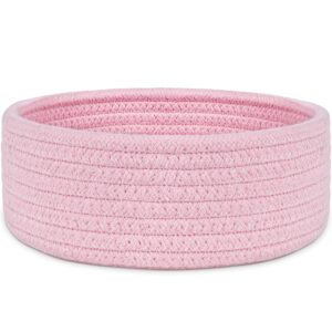 سلة منسوجة صغيرة فارغة من الحبال القطنية من ابينكل، سلة تخزين ديكور دائرية للألعاب والمنتجعات الصحية والجوارب والحضانة وغرفة المعيشة، بينك