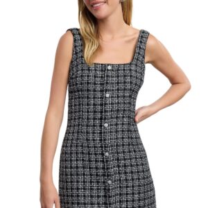 فستان قصير منسوج محبوك من التويد بلون أسود للنساء من ترينديول TPRAW25EL00076