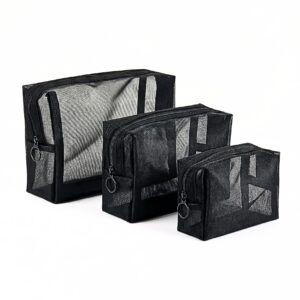 مجموعة حقائب تنظيم مكياج شفافة مكونة من 3 حقائب. باحجام متعددة تناسب كل احتياجاتك - Z20