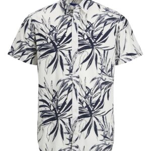 قميص كرايون بطبعة بطول التصميم وأكمام قصيرة ومقاس كبير للرجال من جاك اند جونز