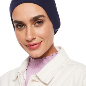 حجاب من قماش الجيرسيه للنساء من شادو، بونيه رأس إسلامي للنساء بتصميم سادة مطاطي، مناسب للارتداء تحت الوشاح
