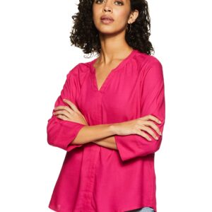 بلوزة بقصة عادية للنساء ولون سادة من أمازون براند - سيمبول