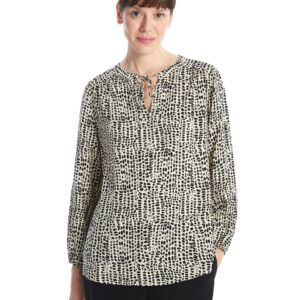 بلوزة للنساء منقوشة باكمام طويلة ورقبة برباط من ال سي وايكيكي