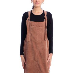 ريفين فستان قصير مضلع برباط للنساء - فستان كاجوال بلون بني فاتح