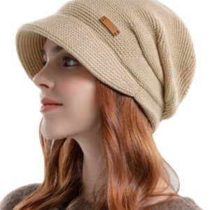 ميكنج تيك قبعة محبوكة للنساء مع حافة حاجب للشتاء صغيرة فضفاضة مبطنة بالصوف الدافئ على شكل جمجمة قبعات ثلج ناعمة قابلة للتمدد ودافئة للتزلج