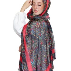 سكارف منفوش مزين بطباعة للنساء من تاي شوب