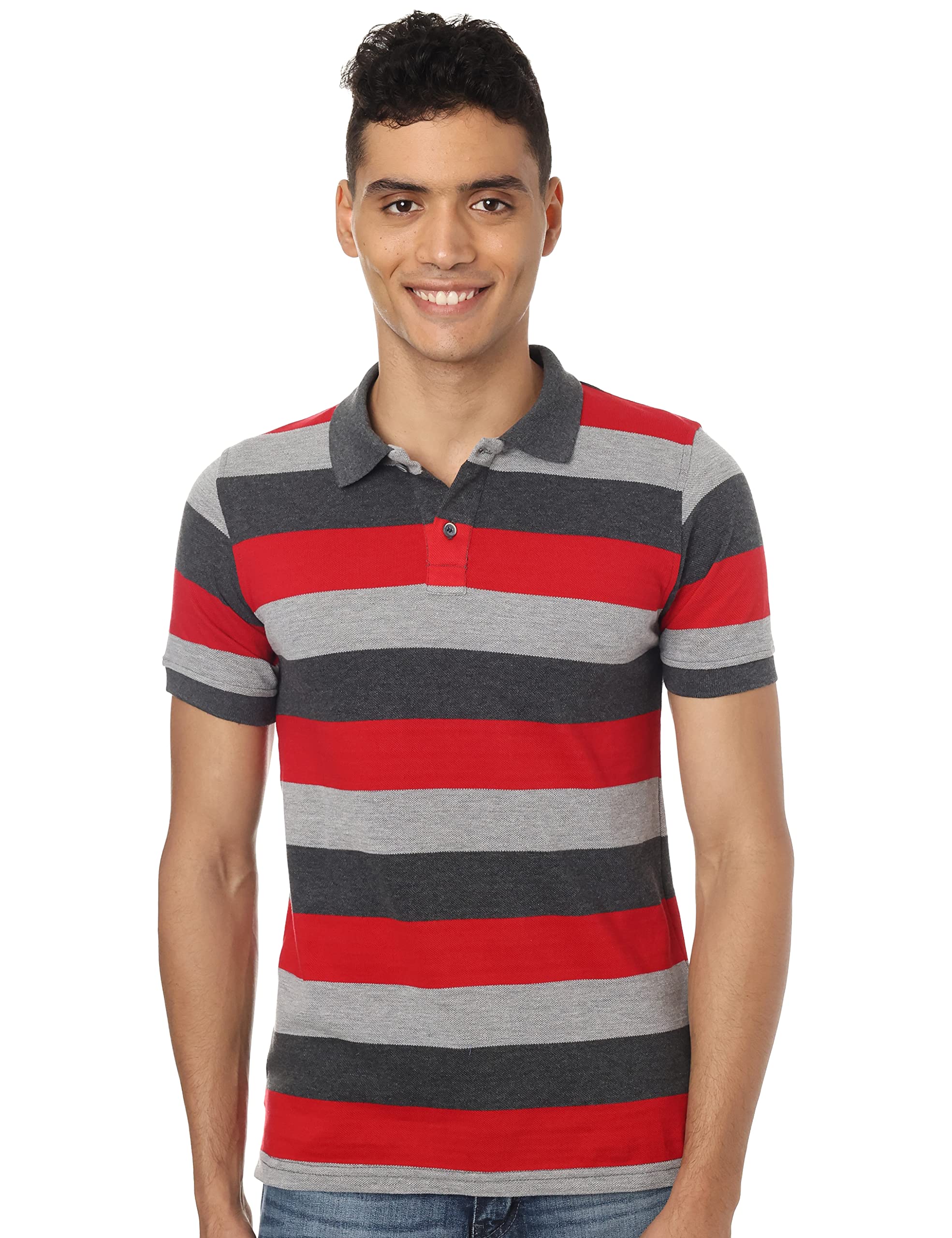 81TReFG5q5L قميص بولو مخطط بقصة ضيقة للرجال من اندورا، موديل 29S20M8701BS