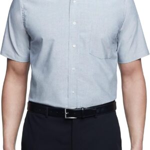 قميص رسمي للرجال من فان هيوزن باكمام قصيرة ومقاس عادي مصنوع قماش اوكسفورد بلون سادة