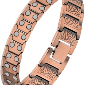 سوار مغناطيسي نحاسي للرجال من ازوني - اساور مغناطيسية فائقة القوة للعلاج النحاس النقي - قابل للتعديل للتخلص السموم الليمفاوية