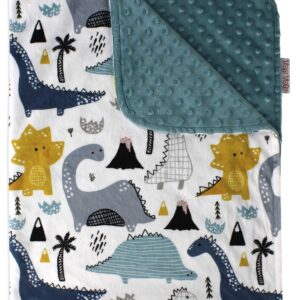 بطانية بيبي من قماش مينكي منقط بطبعة غابة ديناصور مورو أزرق كحلي , عدد 1 10 .، كامل