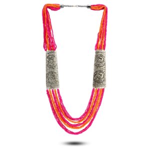 مجموعة مجوهرات عصرية عتيقة من الفضة الألمانية المؤكسدة مطلية بخيوط قطنية قبلية وقلادة وأقراط للنساء والفتيات. (هدية خاصة لعيد الحب) من يوبيلا.