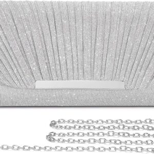 Evening Bag Clutch Purse for Women Ladies, Small Sparkly Clutch Glitter Handbag Purse with Removable Chain for Formal Dress Bride Wedding Prom Party