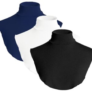 غطاء رقبة للحجاب مصنوع من القطن، طقم من 3 قطع، اسود وابيض وكحلي, مقاس واحد