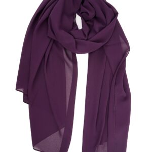 اوشحة نسائية خفيفة الوزن وجيدة التهوية بلون سادة من الشيفون الناعم، اوشحة عصرية طويلة مقاومة للشمس