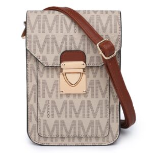 حقيبة كروس صغيرة لطيفة وخفيفة الوزن بشعار العلامة التجارية للنساء كتف مع إغلاق بالكبس من ام كيه بي كوليكشن، لون أسود، مقاس 13 سم عرض× 18 ارتفاع× 4 عمق