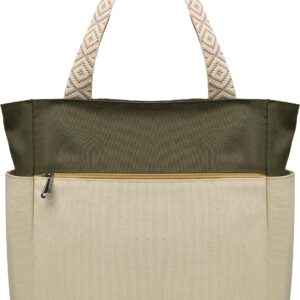 شنطة يد قماشية مصنوعة يدويًا - شنطة كتف وشنطة كروس ذات سعة كبيرة مع مساحات بسوستة إغلاق ومقابض أنيقة مصنوعة يدويًا - للعمل واللاب توب والاستخدام اليومي للنساء من دي بيل™