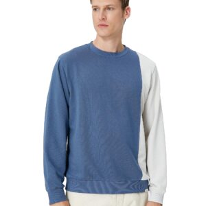 KOTON mens Crew Neck Multicolor Tag Printed Long Sleeve Sweatshirt Modern