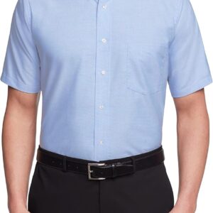 قميص رسمي من قماش أوكسفورد سادة بأكمام قصيرة للرجال من فان هيوسين