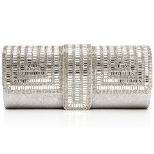 لابير شنطة يد صغيرة للنساء من الكريستال بتصميم لامع مع احجار الراين وحفلات الزفاف فضي S حقيبة سهرة لامعة حجر اللامع مقاس