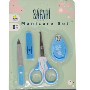مجموعة العناية باظافر الاطفال مكونة من مقص ومبرد اظافر سفاري، لون ازرق، 4 قطع، سافارى , عدد 1