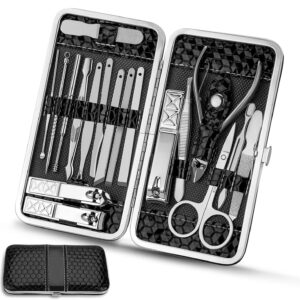 مجموعة مانيكير من 19 قطعة ، مجموعة مقصات الأظافر الشخصية، مجموعة احترافية للعناية بالأظافر من الفولاذ المقاوم للصدأ للعناية بالوجه والعناية بالقدمين