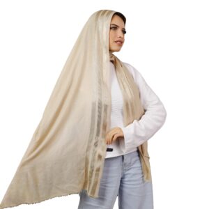 وشاح من الكتان القطني الناعم بخطوط ساتان - وشاح قطن سادة بخطوط ساتان - حجاب من القطن الناعم بخطوط ساتان مقاس 75 سم × 200 سم