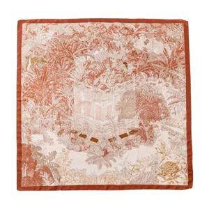 وشاح ساتان بطبعة زهور بوهو للنساء - وشاح كبير مربع للراس، وشاح رقبة خفيف الوزن يشبه الحرير وغطاء للشعر للبنات، اكسسوارات شعر عصرية (35 × 35 انش)