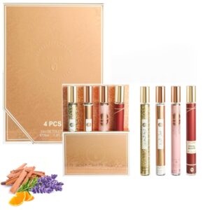 طقم او دو بارفان للنساء عبارة عن مجموعة عينات عطور 4 × 35 مل بروائح طويلة الثبات بحجم مناسب السفر من سكاي تاتش، هدية مثالية لأعياد الميلاد والمناسبات الخاصة، 4 قطع