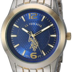 يو اس بولو اسن ساعة كوارتز للرجال عرض انالوج و ستانلس ستيل USC80466 بحزام فضي قرص ازرق