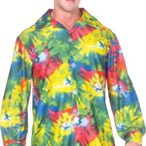 قميص مصبوغ بالربط بنمط الستينيات للرجال من الستينيات (عبوة من قطعة واحدة)