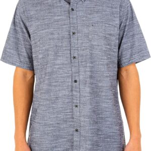 Hurley Men's One & Only Textured Short Sleeve Button Up، من هيرلي