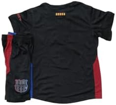 21L4x1ceAnL._AC_SR38 طقم جيرسى كرة قدم أولادي أسود مستوحى من برشلونة – تيشرت + شورت – خامة رياضية DRY-FIT – مريح للتمرين والمباريات - الصورة 2