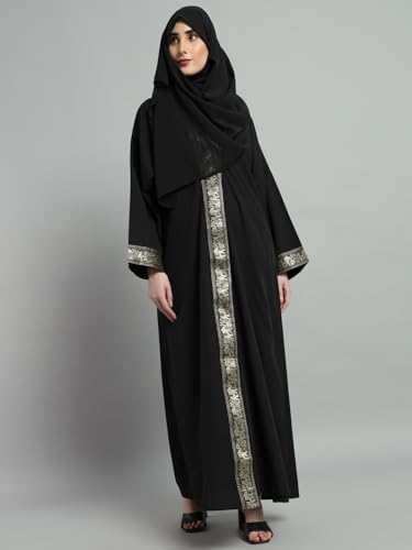 31-UHYCC3kL._AC_SR38 عباية بلون أسود سادة مع حجاب حريمي، طراز (SDRFN502894-XL)، من ستايفيل.ان - الصورة 3