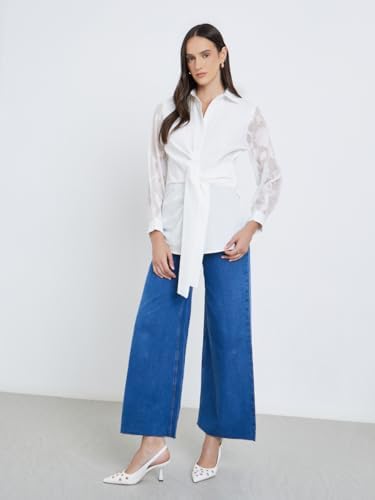 312uaFye21L._AC_SR38 Styli Women Front Knot Lace Long Sleeve Buttoned Shirt - - الصورة 2