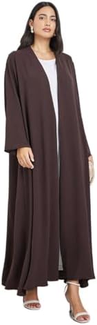 315ALrIDXoL._AC_SR38 عباية سادة مفتوحة من الامام للنساء من ستايلي، مقاس 60، لون بني، 7029865805
