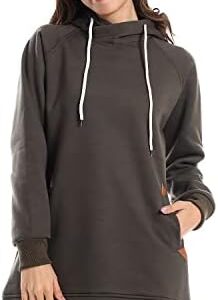 CAESAR Womens Woman Hoodie With Pocket And Triangle Leather In Side Hoodie