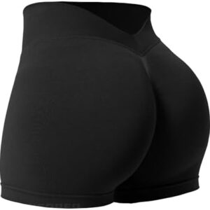 شورت تمرين سكرانش للنساء 9 سم على شكل حرف V لصالة الألعاب الرياضية ورفع المؤخرة، شورت عالي الخصر بدون خياطة من يوريو