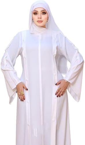 318mF7aeptL._AC_SR38 عبايه حج وعمرة قصة فضفاضة و ناعمة مكونه من قطعتين عبايه وحزام منفصل الخامة تيك توك المقاس من 2XL الي 7XL تلبيس من 90 كيلو الي 140 كيلو GAMAL SONS FOR ABAYA GS-0260-34361-Parent - الصورة 2