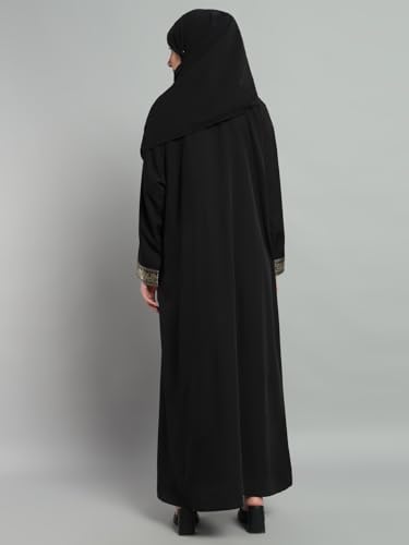 319XVJ5ZqjL._AC_SR38 عباية بلون أسود سادة مع حجاب حريمي، طراز (SDRFN502894-XL)، من ستايفيل.ان - الصورة 4