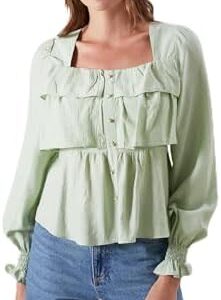 LC WAIKIKI Woman Square Collar Textured Blouse