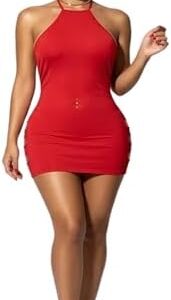 فستان قصير بقبة برباط للنساء من مانيكان، مفتوح من الخلف، تفاصيل مفرغة، نمط بودي كون