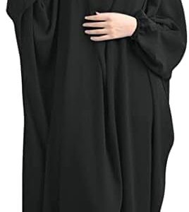 إسدال إسلامي للنساء للصلاة من بوجون بتصميم من قطعة واحدة يغطي كامل الجسم مزود بحجاب، قفطان صلاة مناسب لليالي رمضان والحفلات