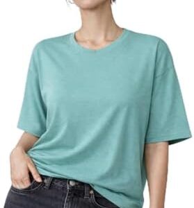تيشيرت حريمي Oversized من قطن 100%، تصميم كاجوال أنيق