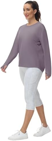 31U124aI6xL._AC_SR38 قمصان رياضية نسائية بأكمام طويلة وقصة فضفاضة من الخلف مع فتحة للإبهام من ذا جيم بيبول - الصورة 4