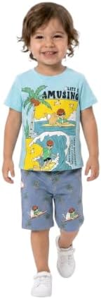 31UIbY-eaTL._AC_SR38 Zona Kids Boys Summer Pajama Set – 2 Piece Tropial Print T-Shirt and Shorts – Soft 100% Cotton Casual Toddler & Little Boys Clothes